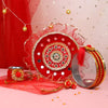 Divine Red Swastik Karwa Chauth Celebration Thali