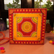 Hand Printed Wooden Decorative Chowki Red & Orange