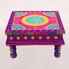 Hand Printed Wooden Decorative Chowki purple colour