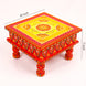 Hand Printed Wooden Decorative Chowki Red & Yellow