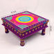 Hand Printed Wooden Decorative Chowki purple colour