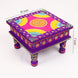 Hand Printed Wooden Decorative Chowki purple colour