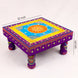 Hand Printed Wooden Decorative Chowki purple colour