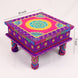 Hand Printed Wooden Decorative Chowki purple colour