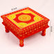 Hand Printed Wooden Decorative Chowki Red & Yellow