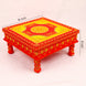 Hand Printed Wooden Decorative Chowki Red & Yellow