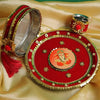 Blessings in Red Ganesha-Themed Karwa Chauth Thali