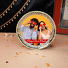 Green Designer With Personalised Picture Karwa Chauth Thali Set